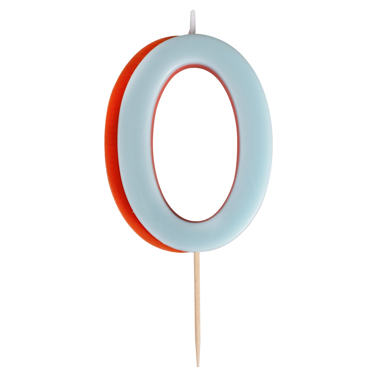 Blue and Orange Number 0 Candle