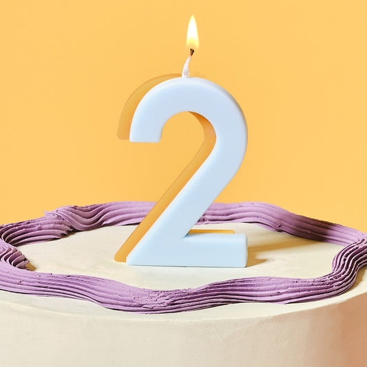 Blue and Yellow Number 2 Candle