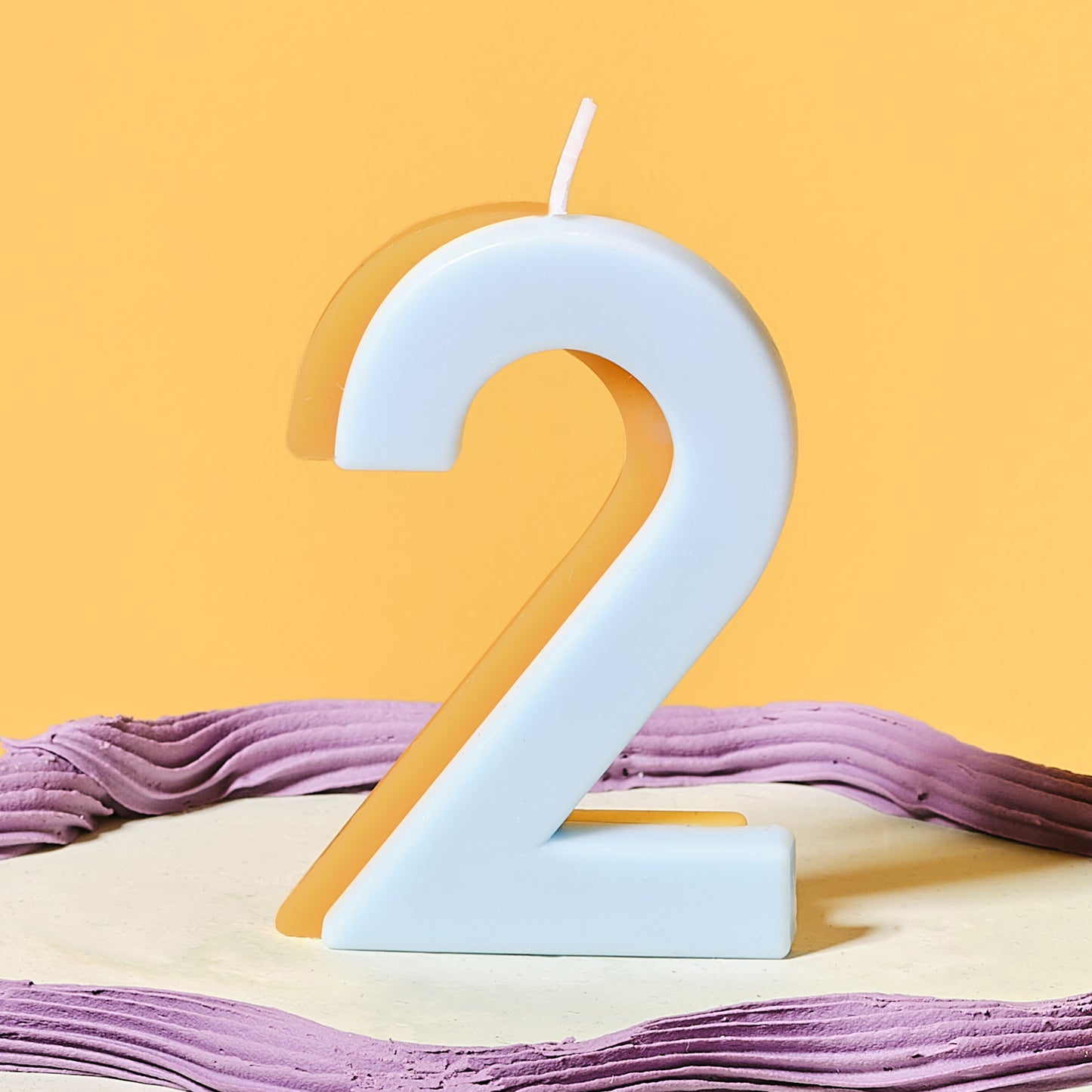 Blue and Yellow Number 2 Candle