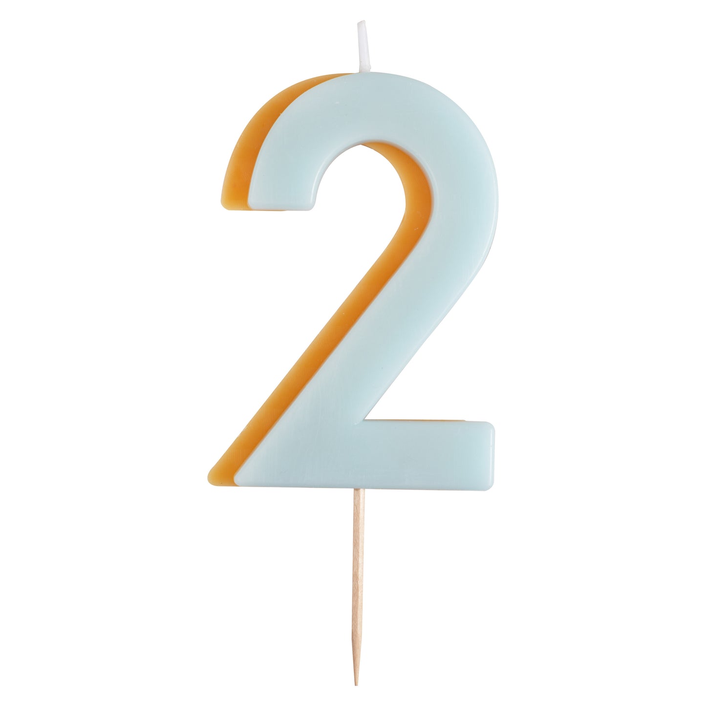 Blue and Yellow Number 2 Candle