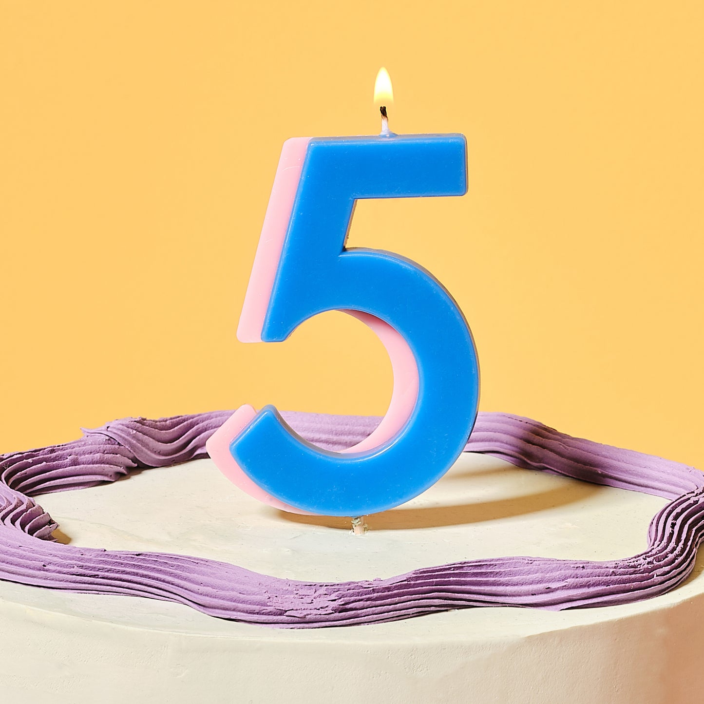 Blue and Lilac Number 5 Candle