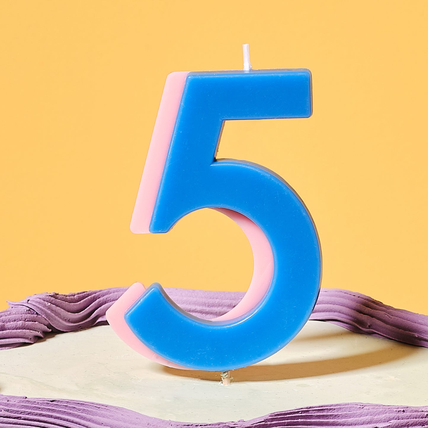 Blue and Lilac Number 5 Candle