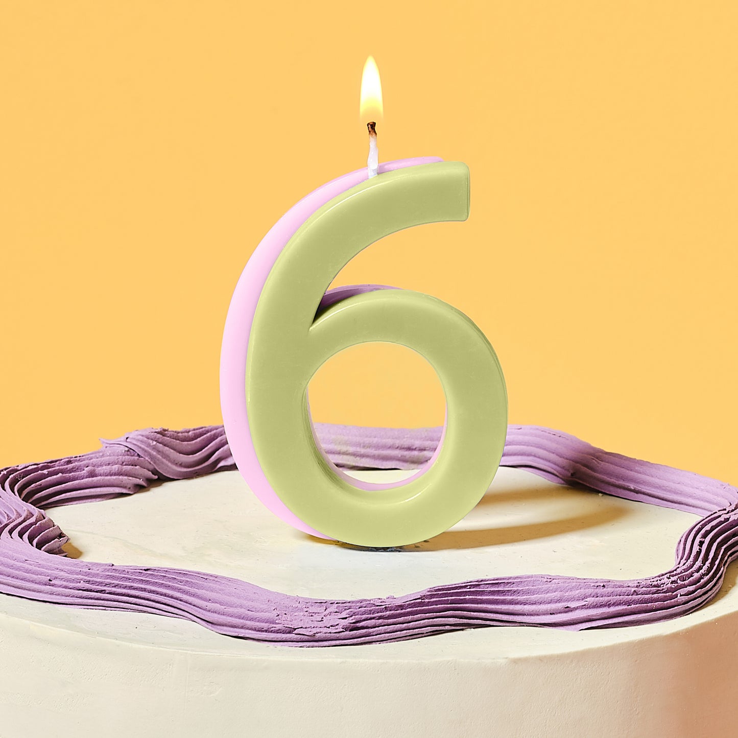 Green and Lilac Number 6 Candle