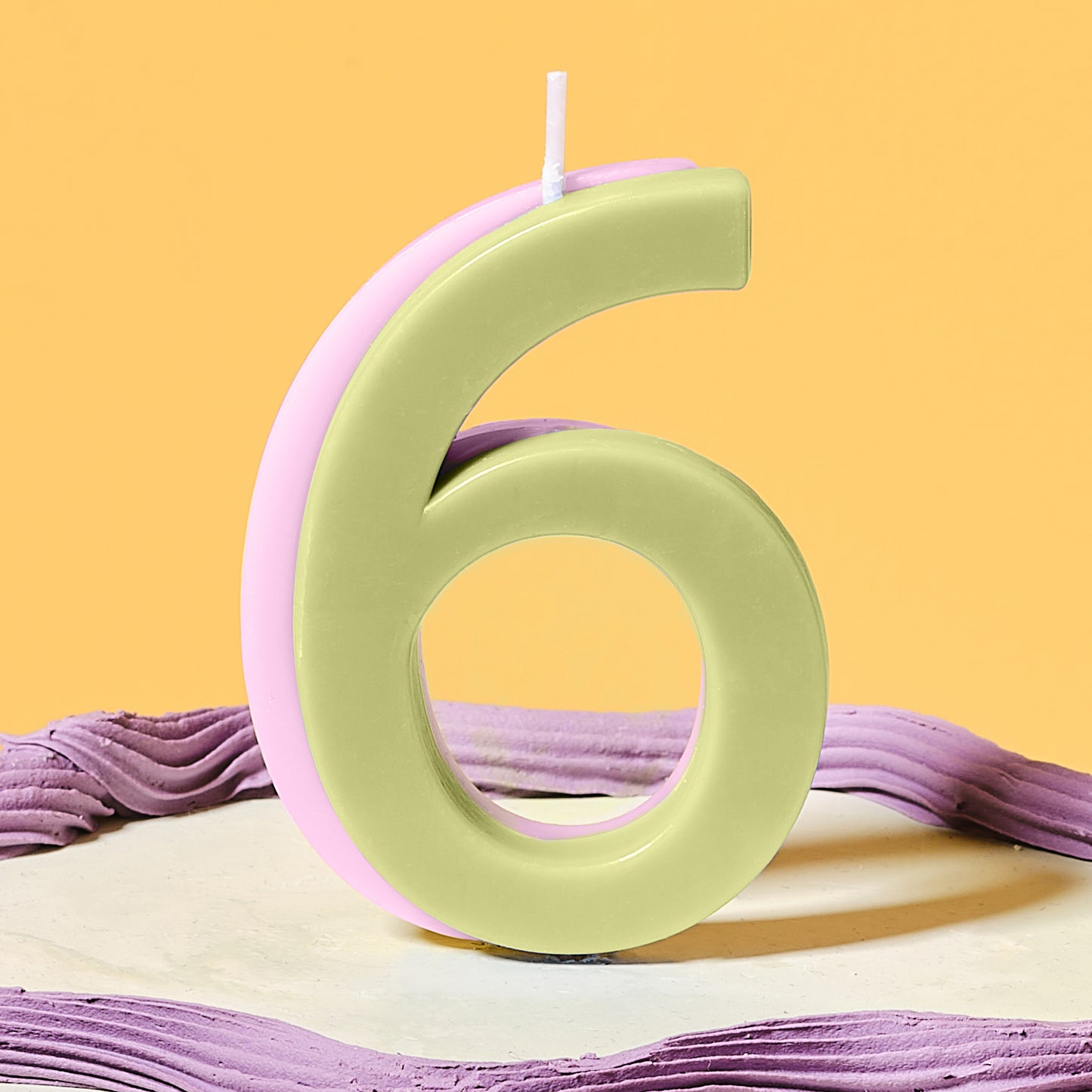 Green and Lilac Number 6 Candle