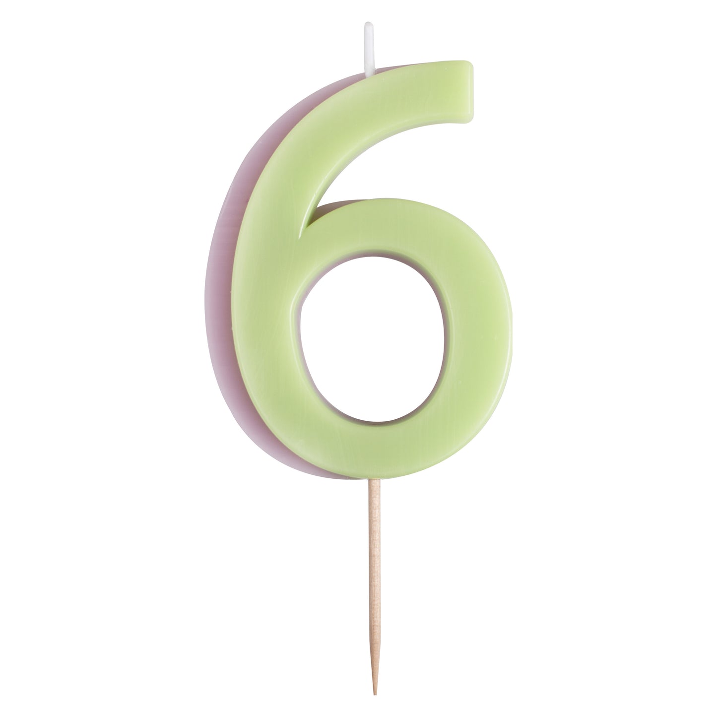 Green and Lilac Number 6 Candle