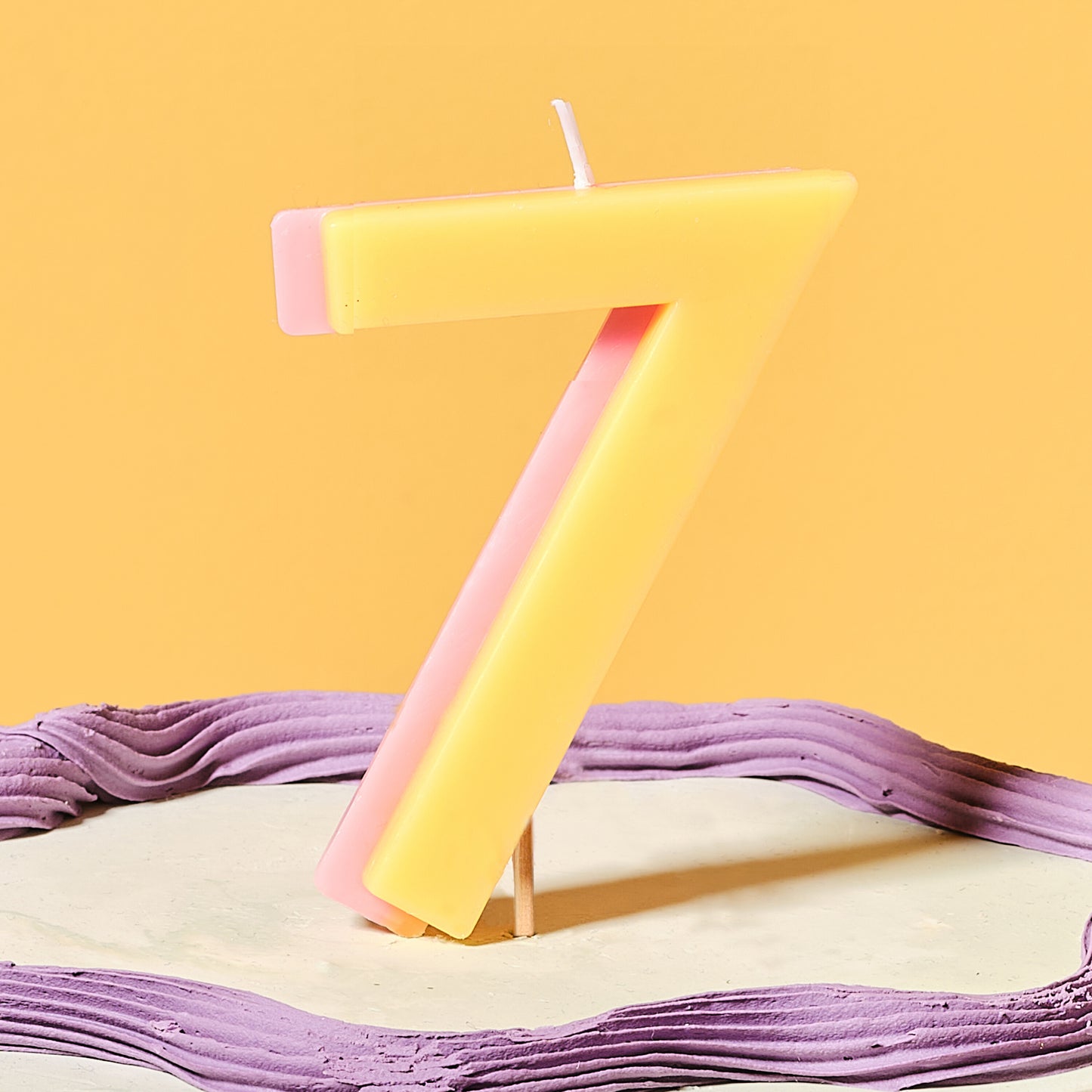 Yellow and Pink Number 7 Candle