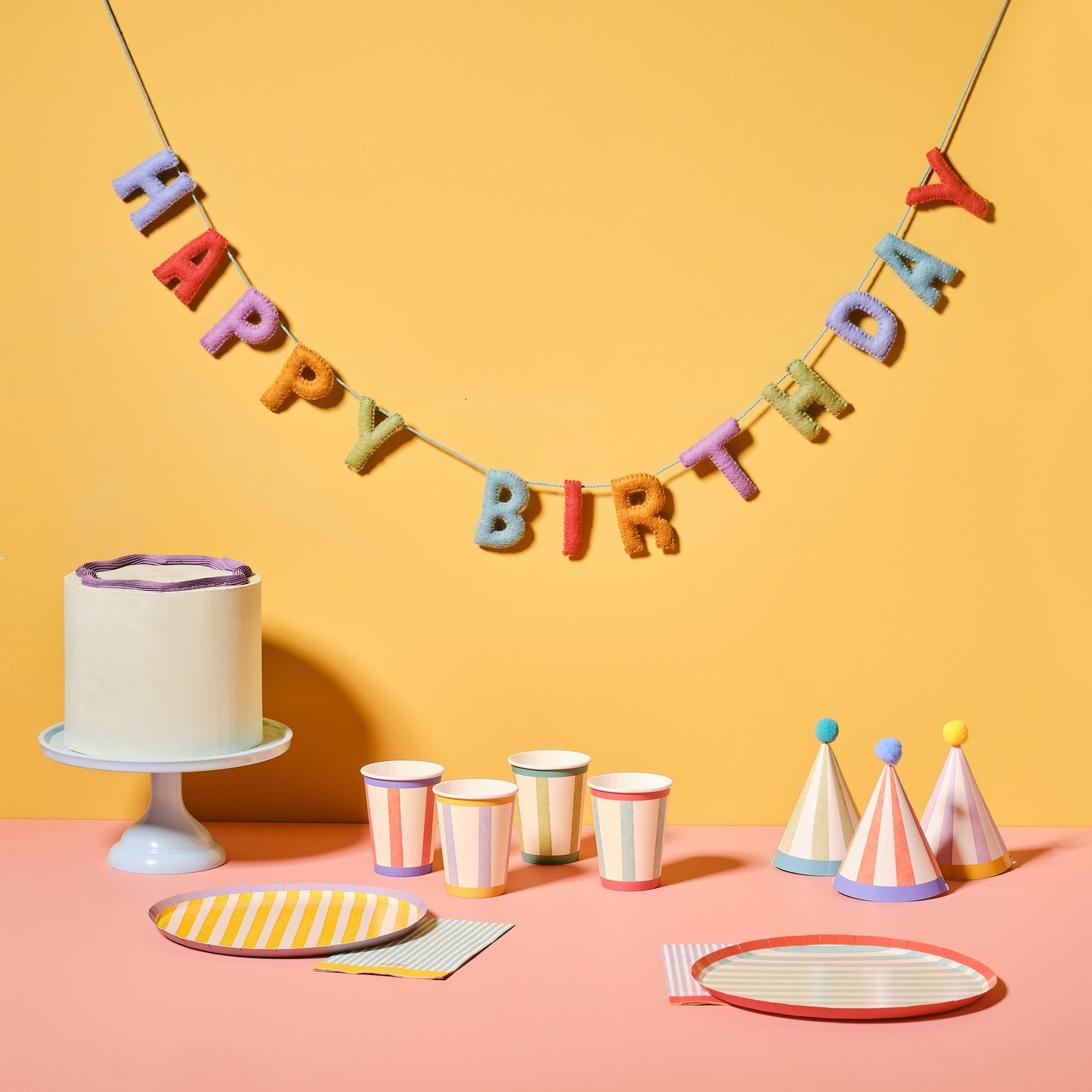 Yellow and Pink Number 7 Candle