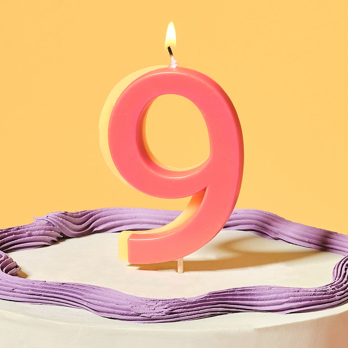 Orange and Yellow Number 9 Candle