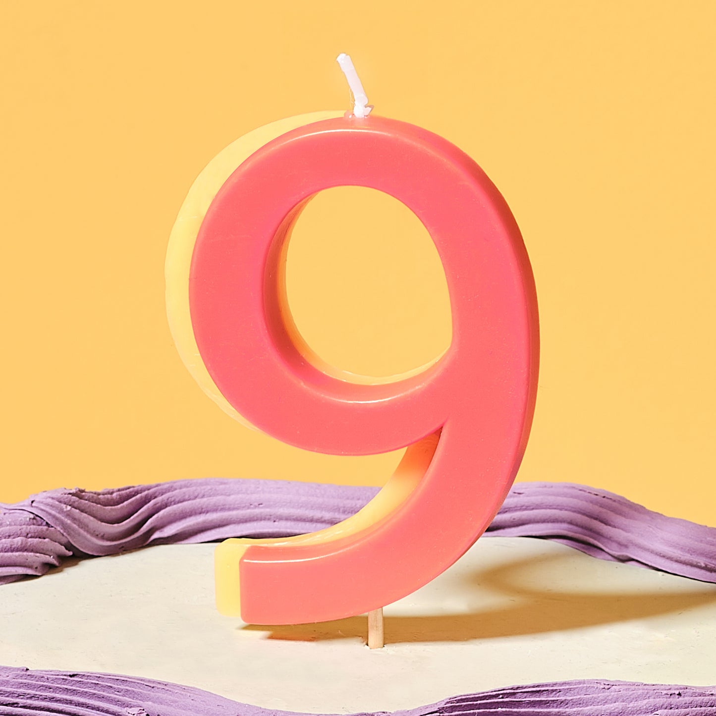 Orange and Yellow Number 9 Candle
