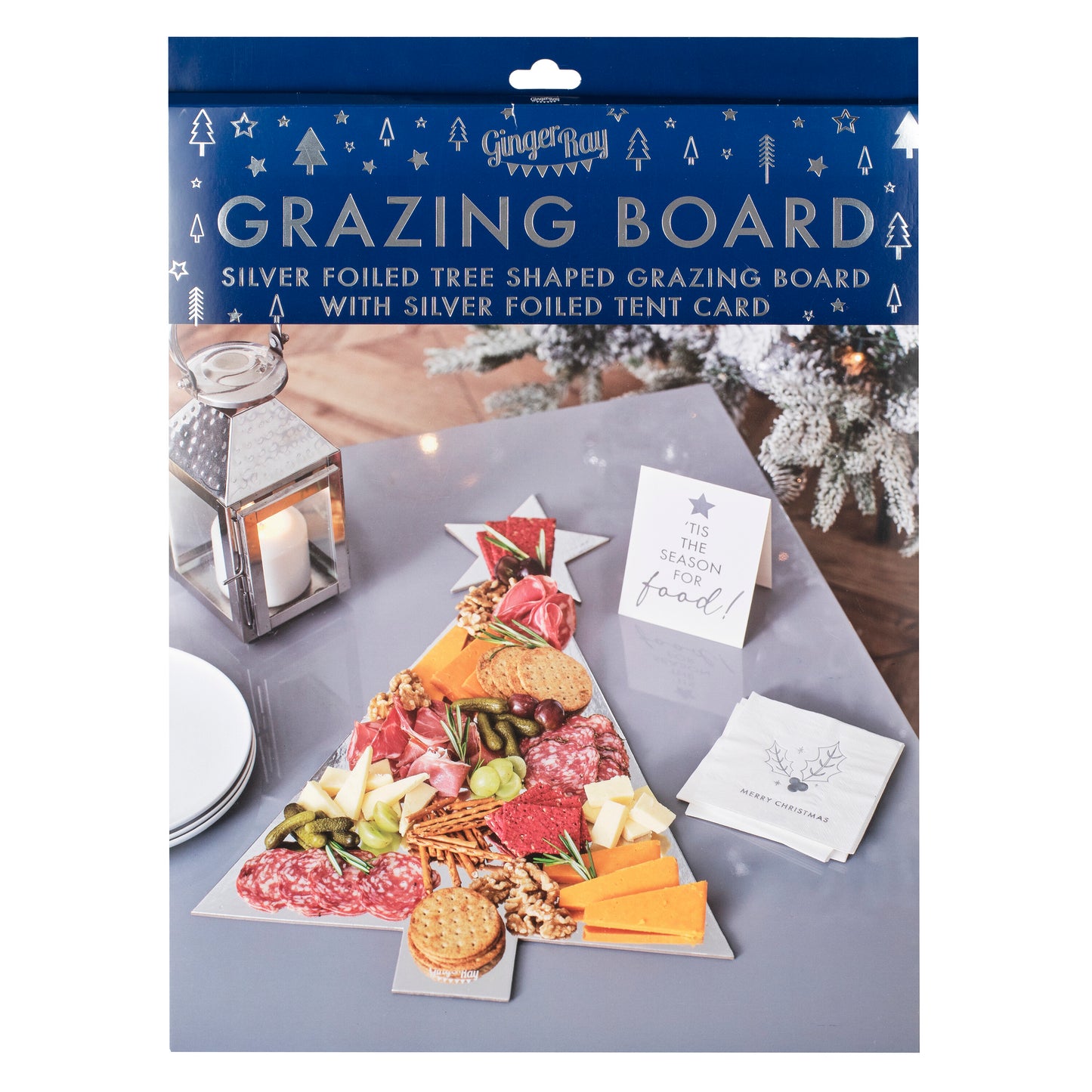 Silver Tree Shaped Christmas Grazing Board