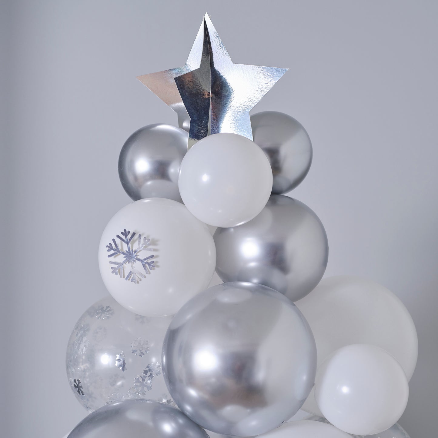Silver, Chrome & Confetti Balloon Christmas Tree