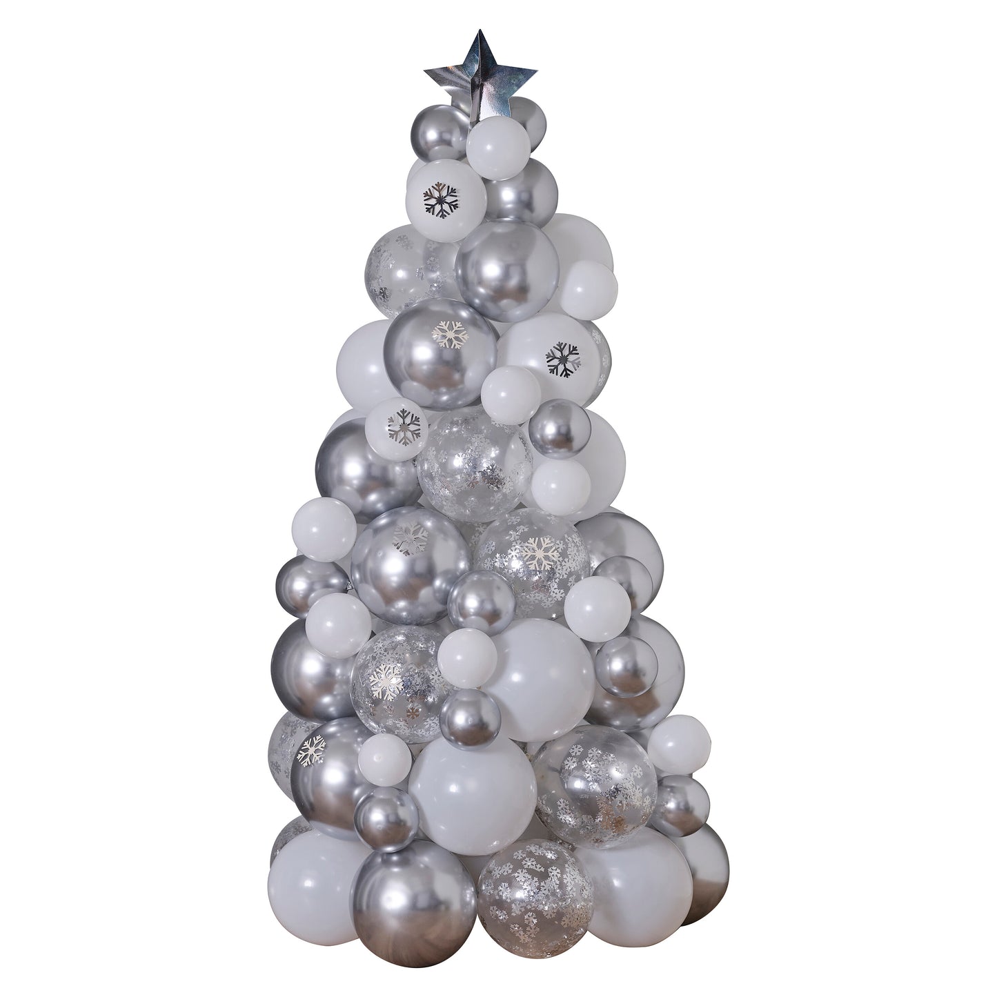 Silver, Chrome & Confetti Balloon Christmas Tree