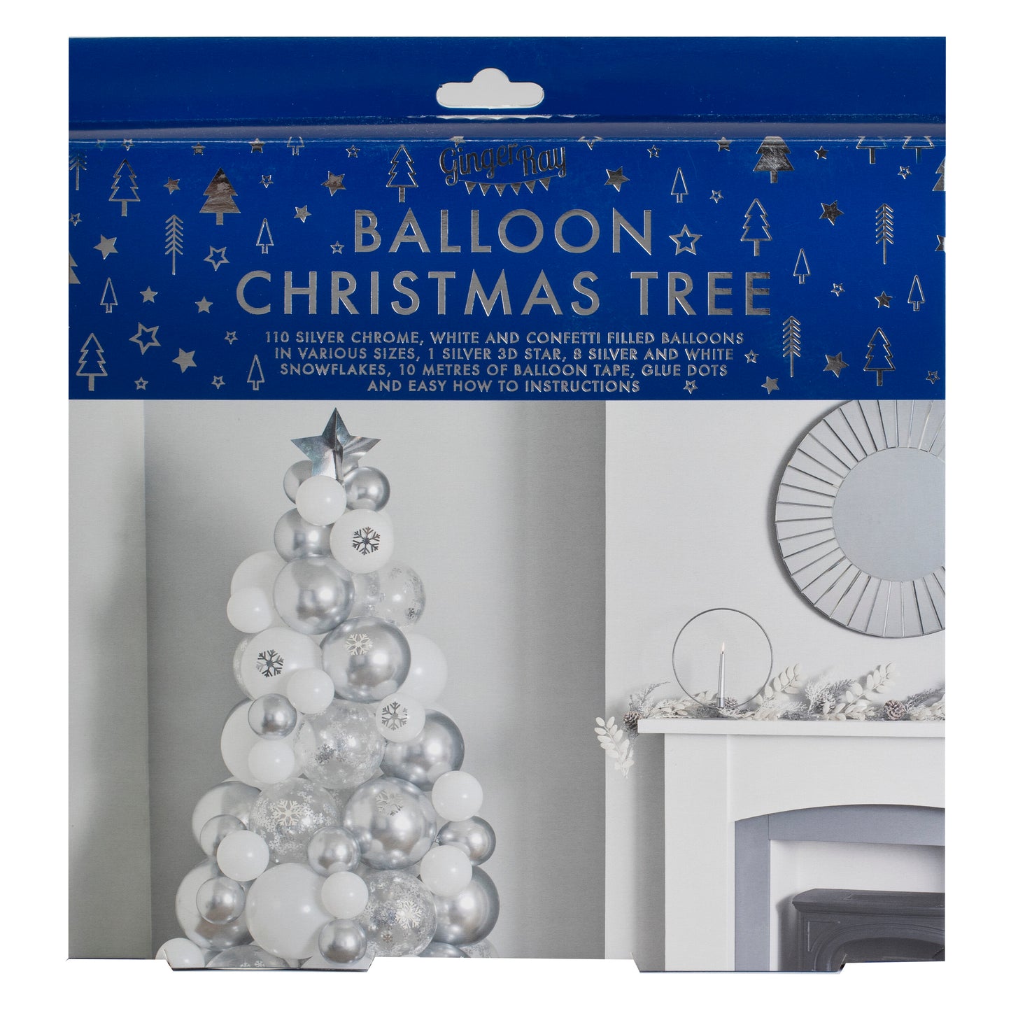 Silver, Chrome & Confetti Balloon Christmas Tree