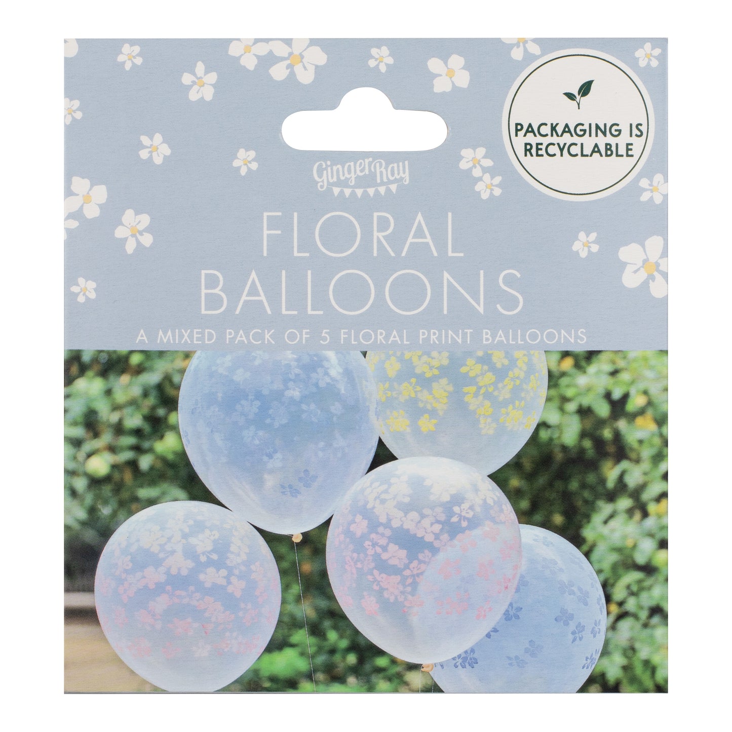 Pastel Printed Flower Balloons Cluster