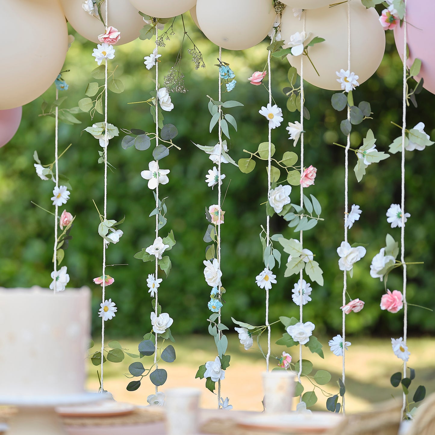 Hanging Flower Curtain Party Backdrop