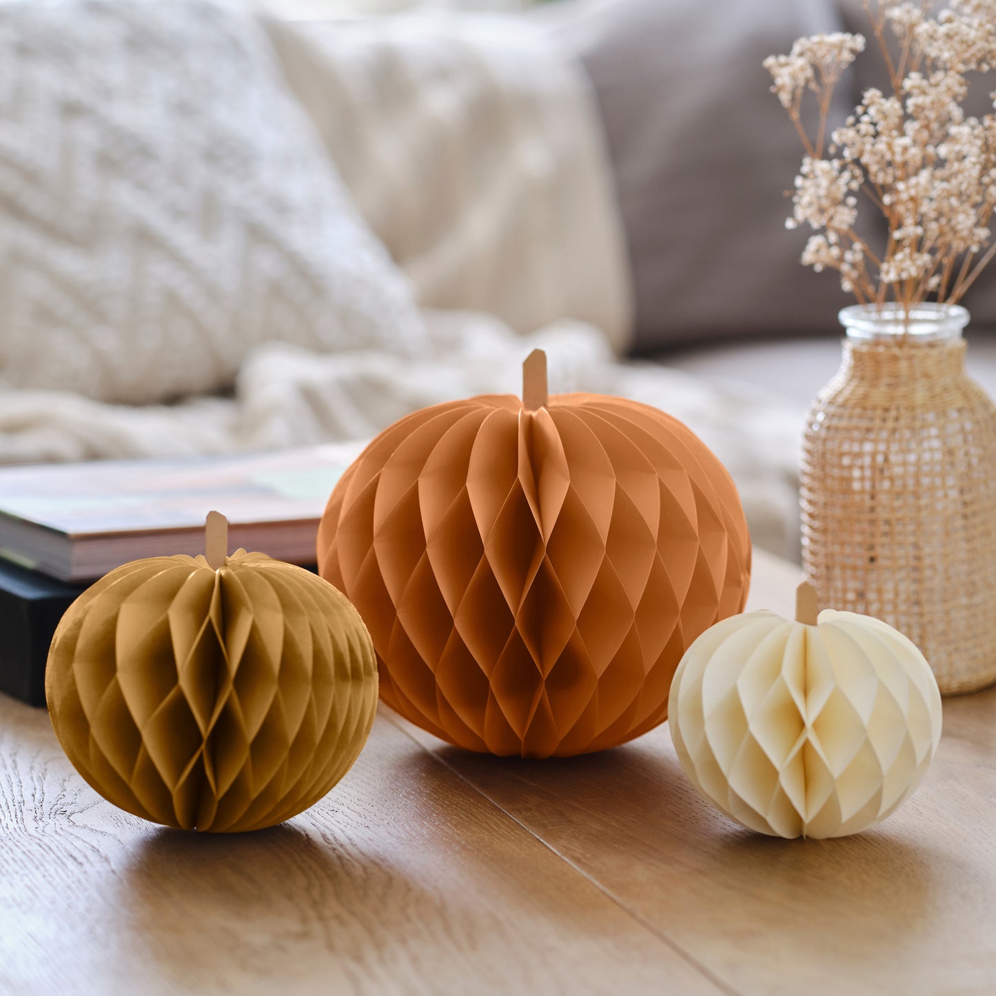 Halloween Paper Honeycomb Pumpkins