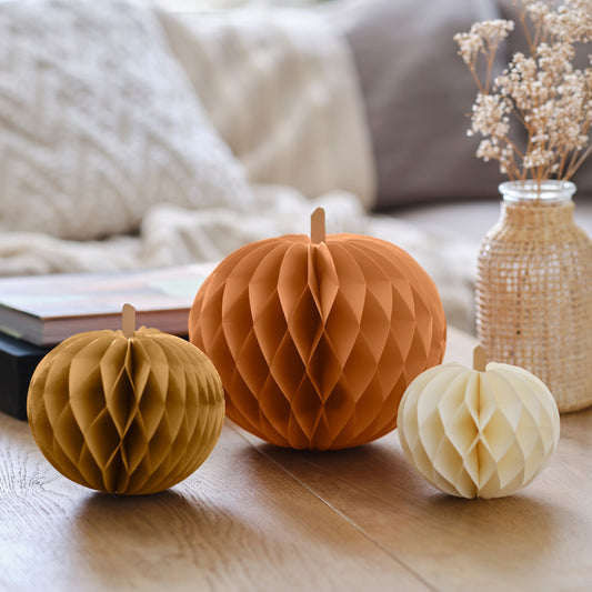Halloween Paper Honeycomb Pumpkins