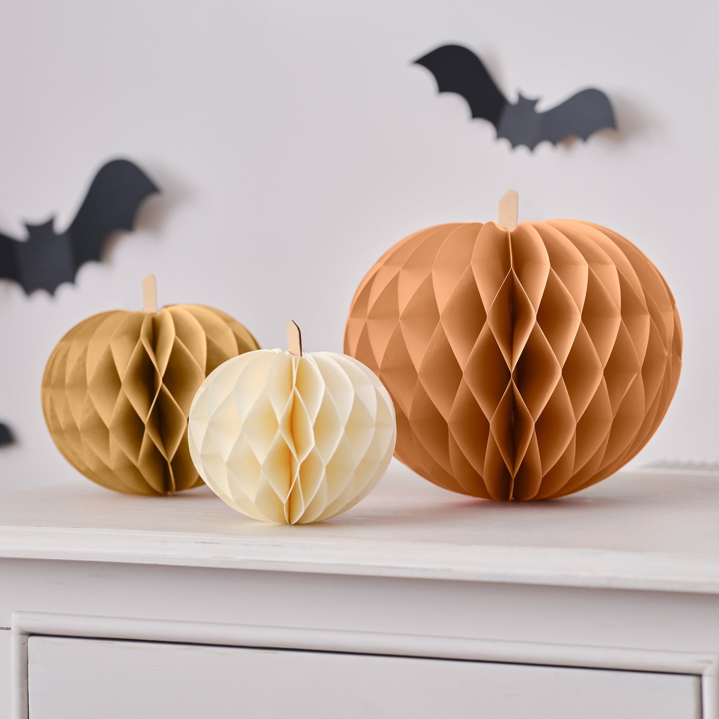 Halloween Paper Honeycomb Pumpkins