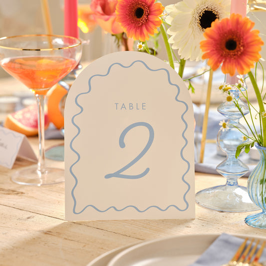 Cream and Blue Wave Table Numbers