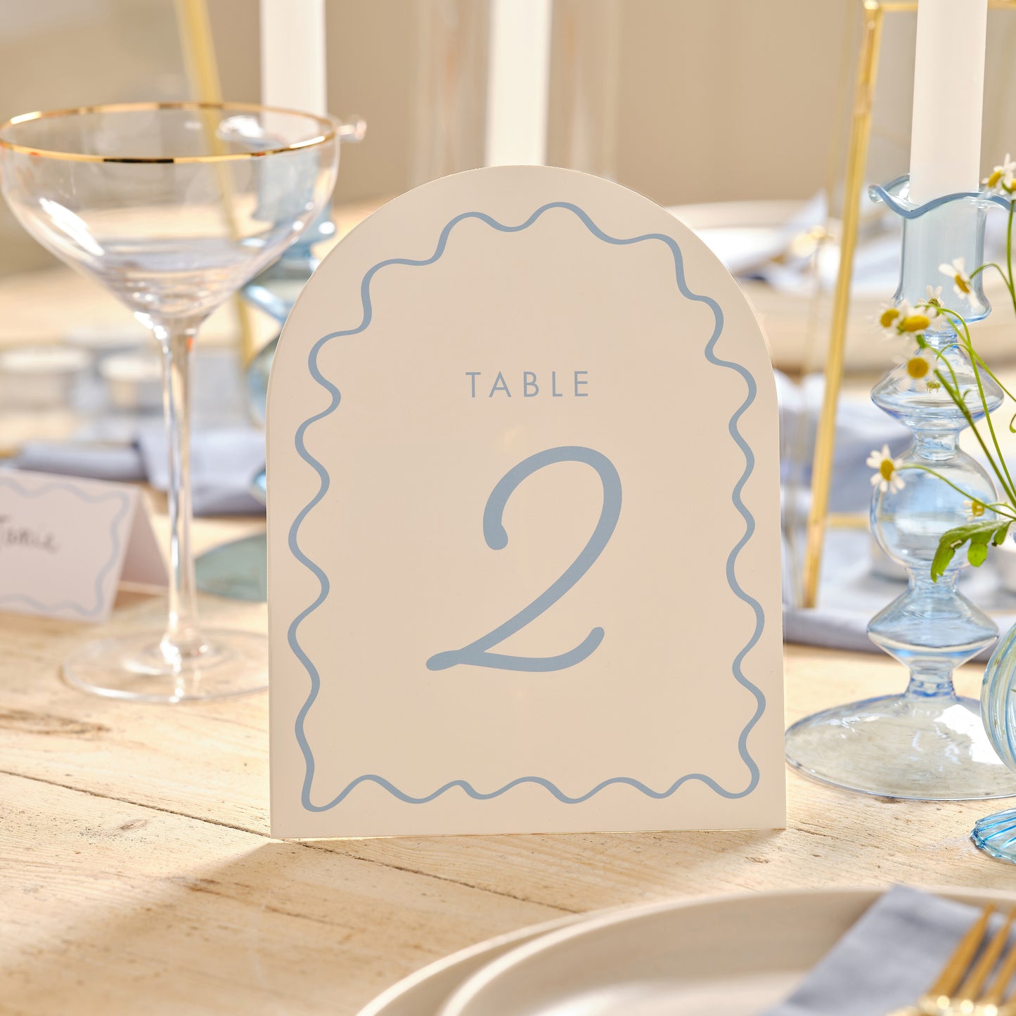 Cream and Blue Wave Table Numbers