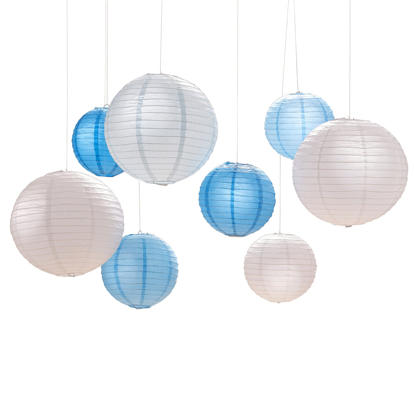 Blue and White Paper Lantern Hanging Decorations