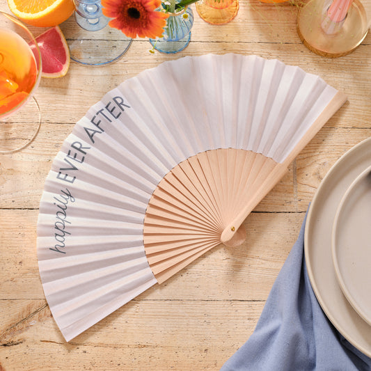 White 'Happily Ever After' Wedding Fans