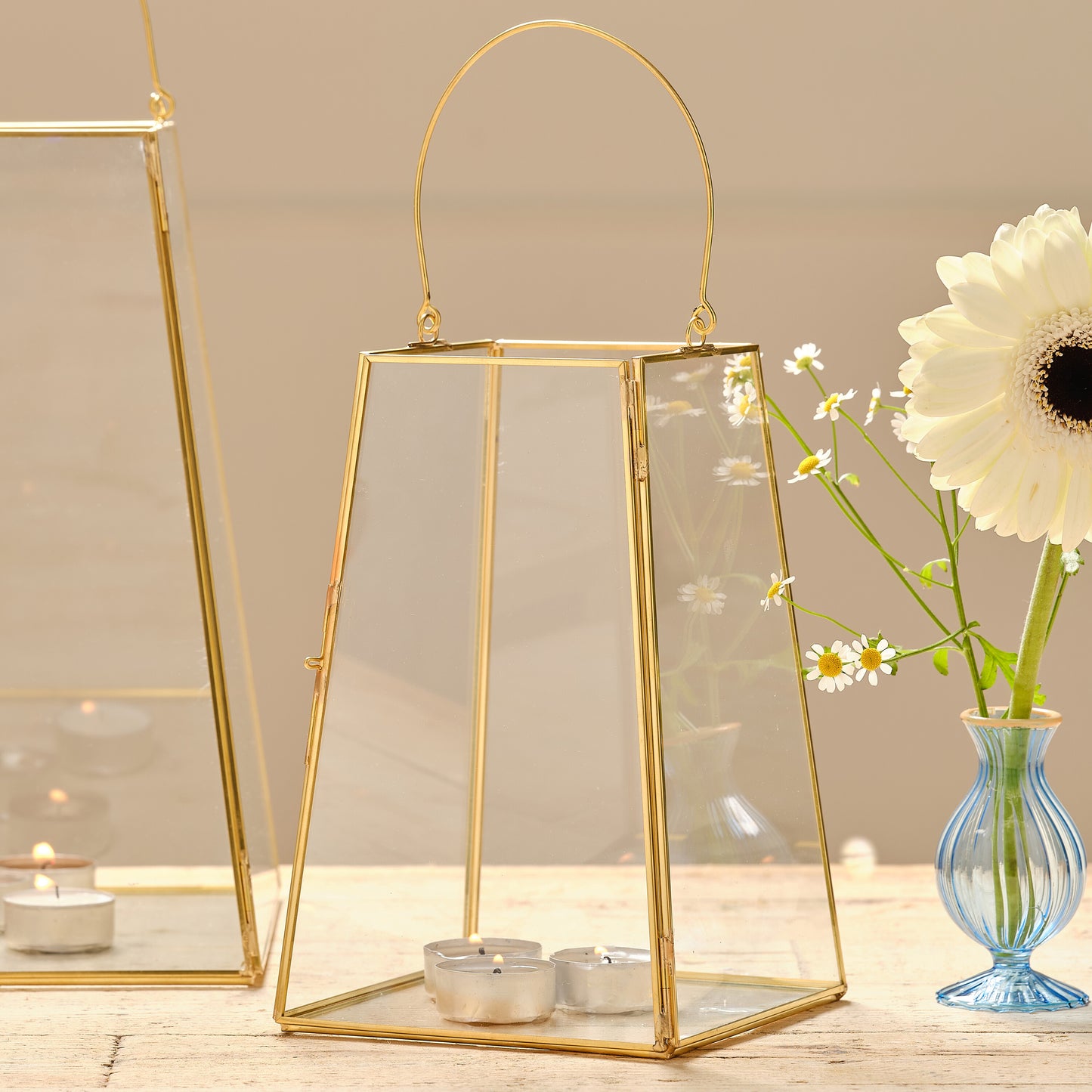 Gold Rimmed Glass Lanterns