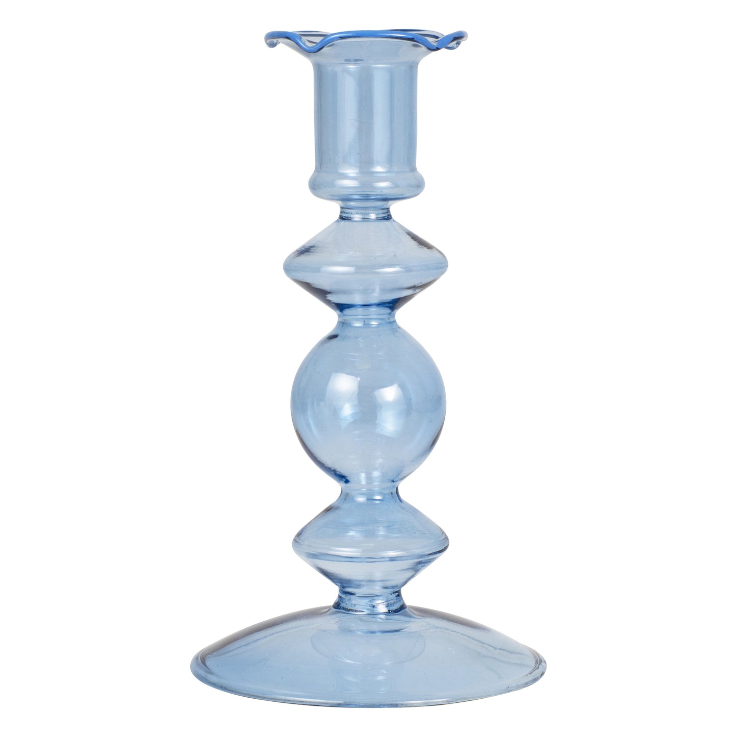 Small Blue Glass Bubble Dinner Candle Holder
