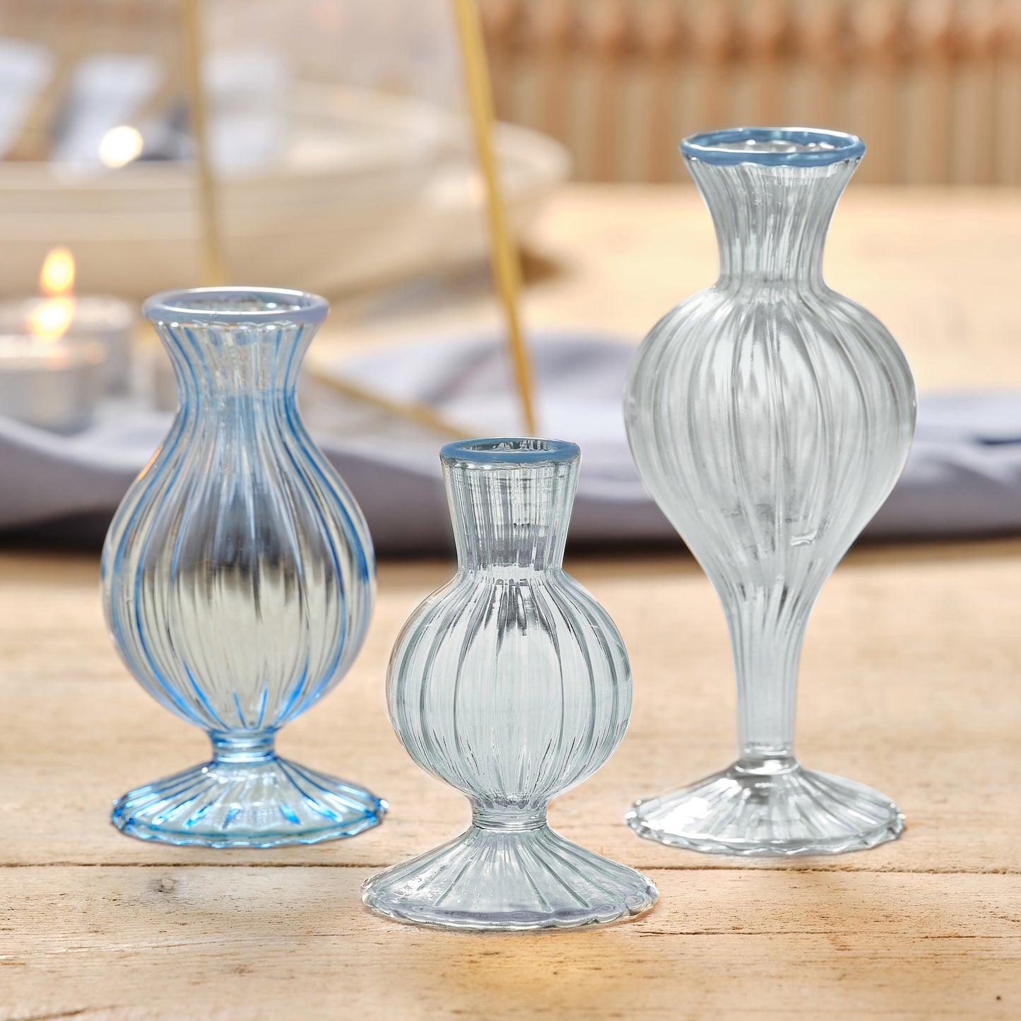 Blue Glass Bud Vases