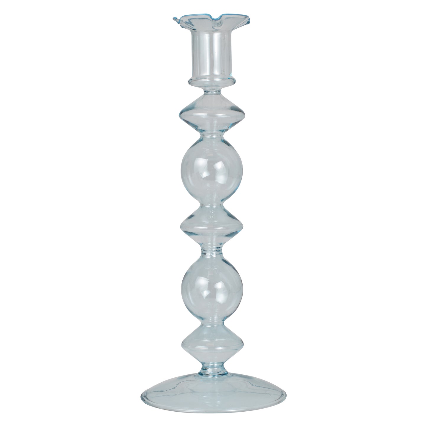 Large Blue Glass Bubble Dinner Candle Holder
