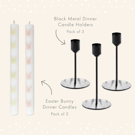 Easter Bunny Candles & Candle Holder Set