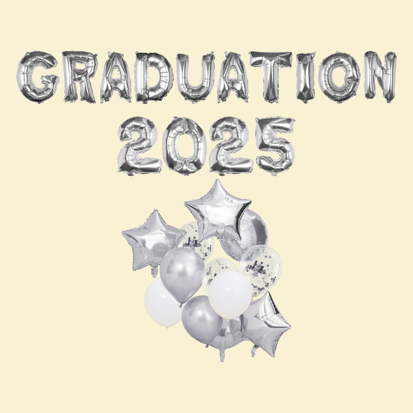 Silver Graduation 2025 Balloon Bundle