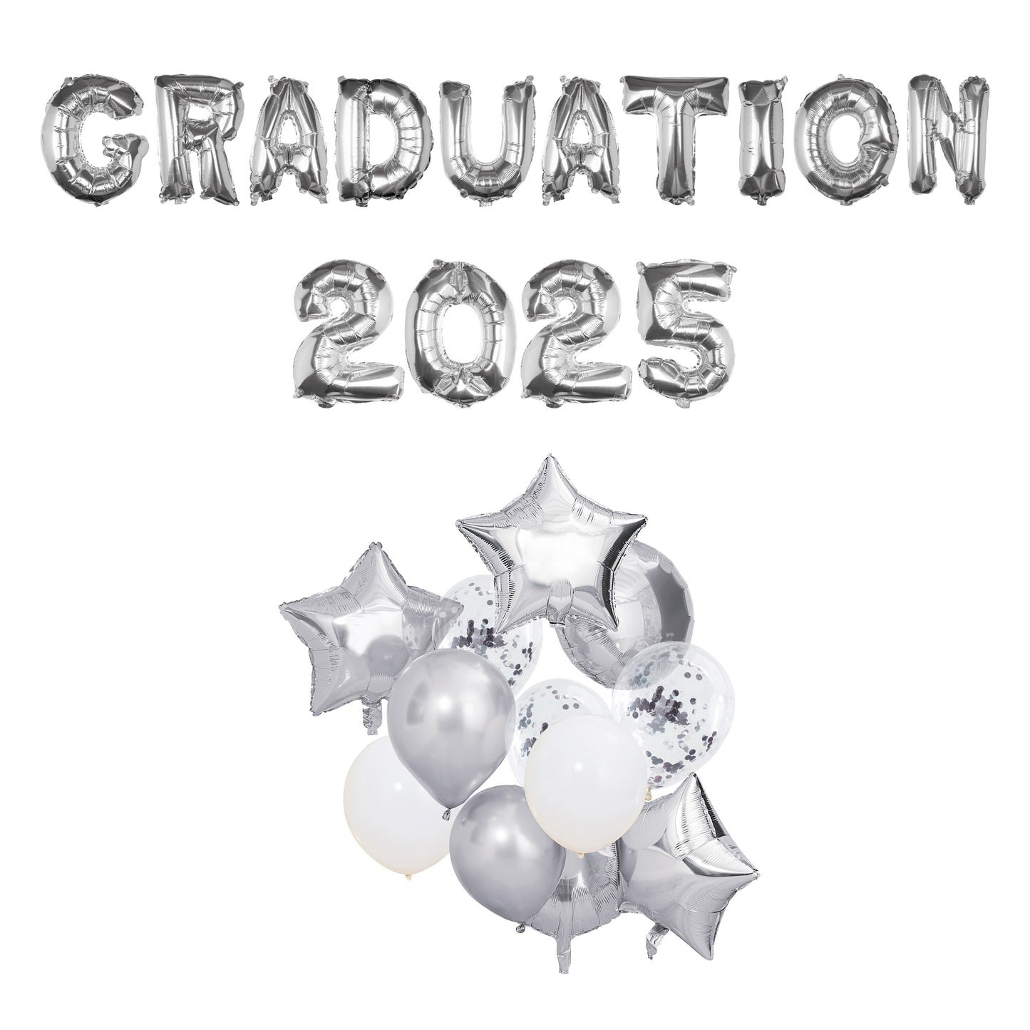 Silver Graduation 2025 Balloon Bundle