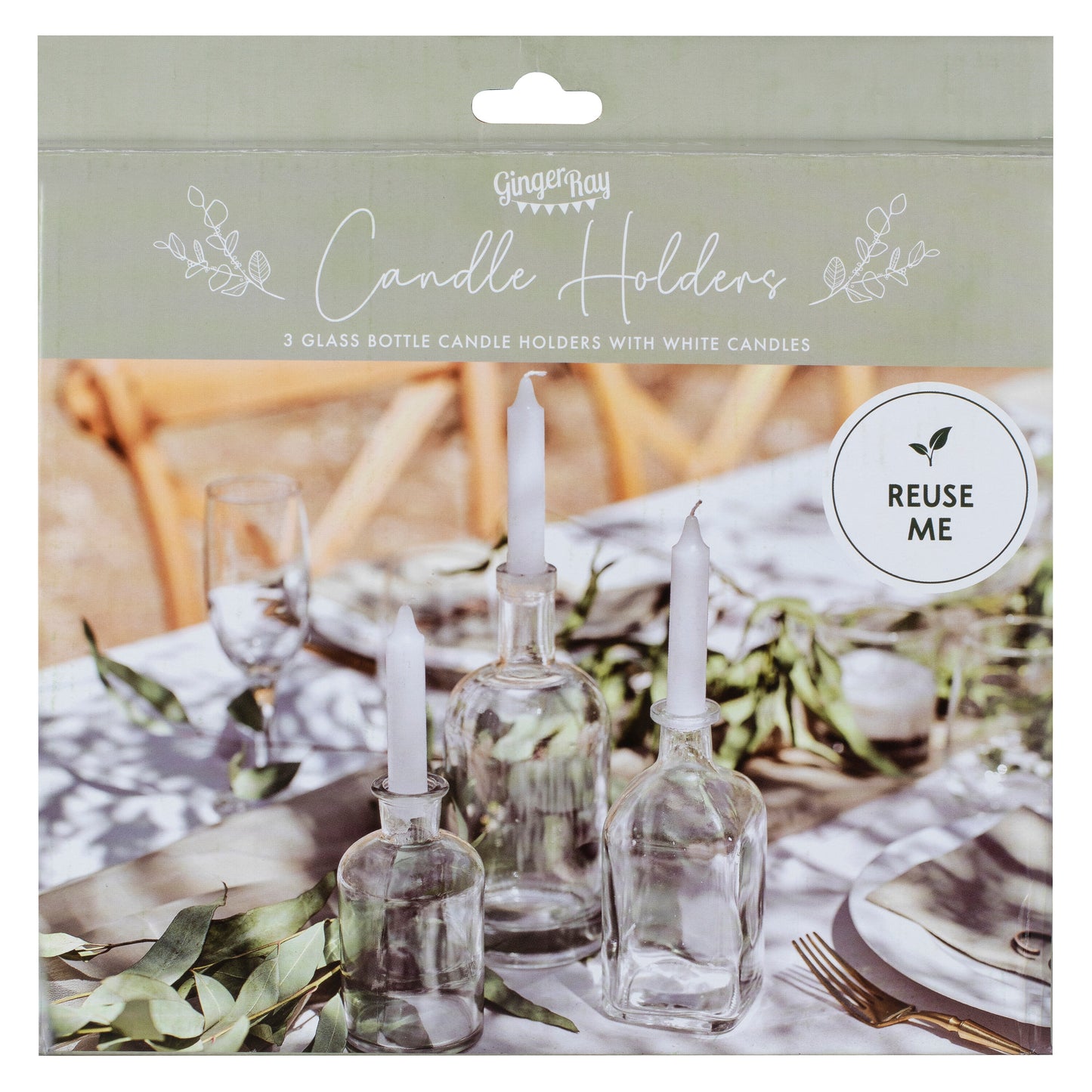 Glass Bottle Candle Holders with Candles