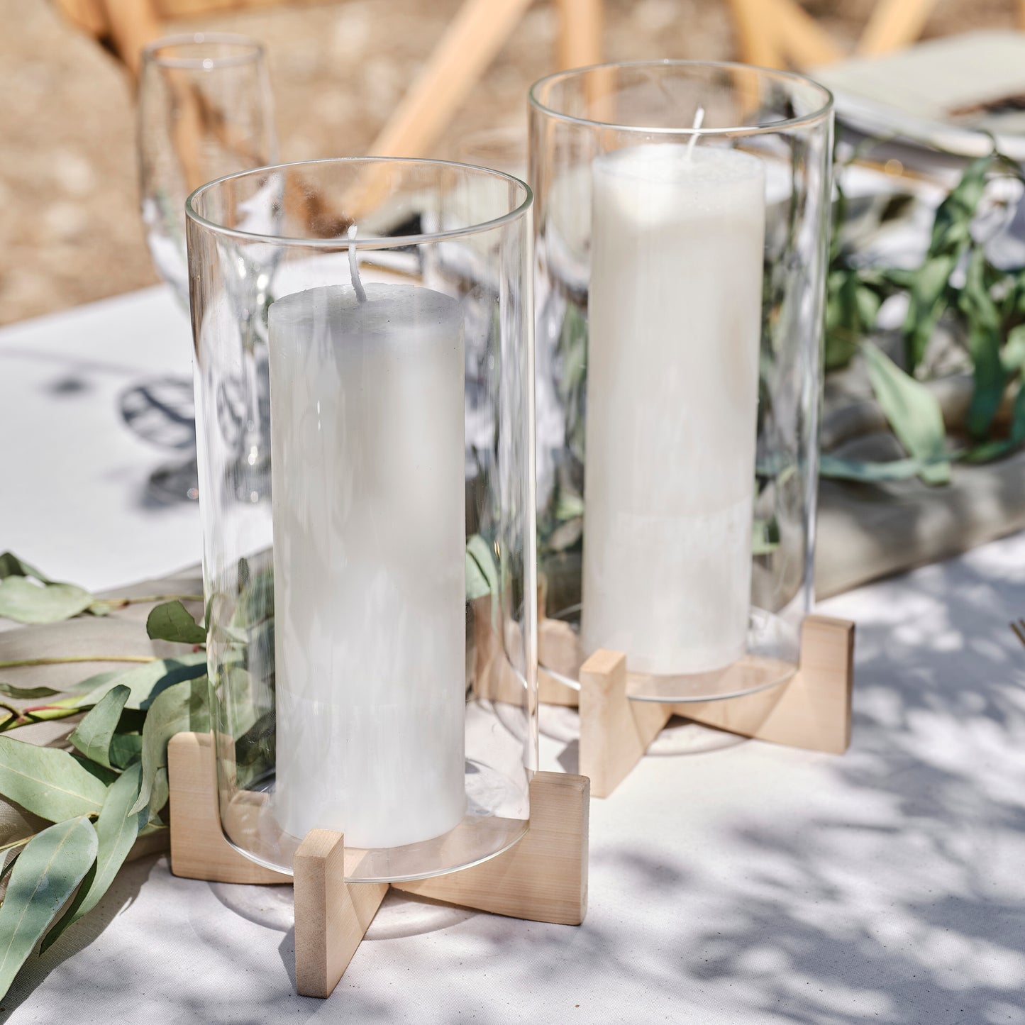 Glass and Wood Candle Holder