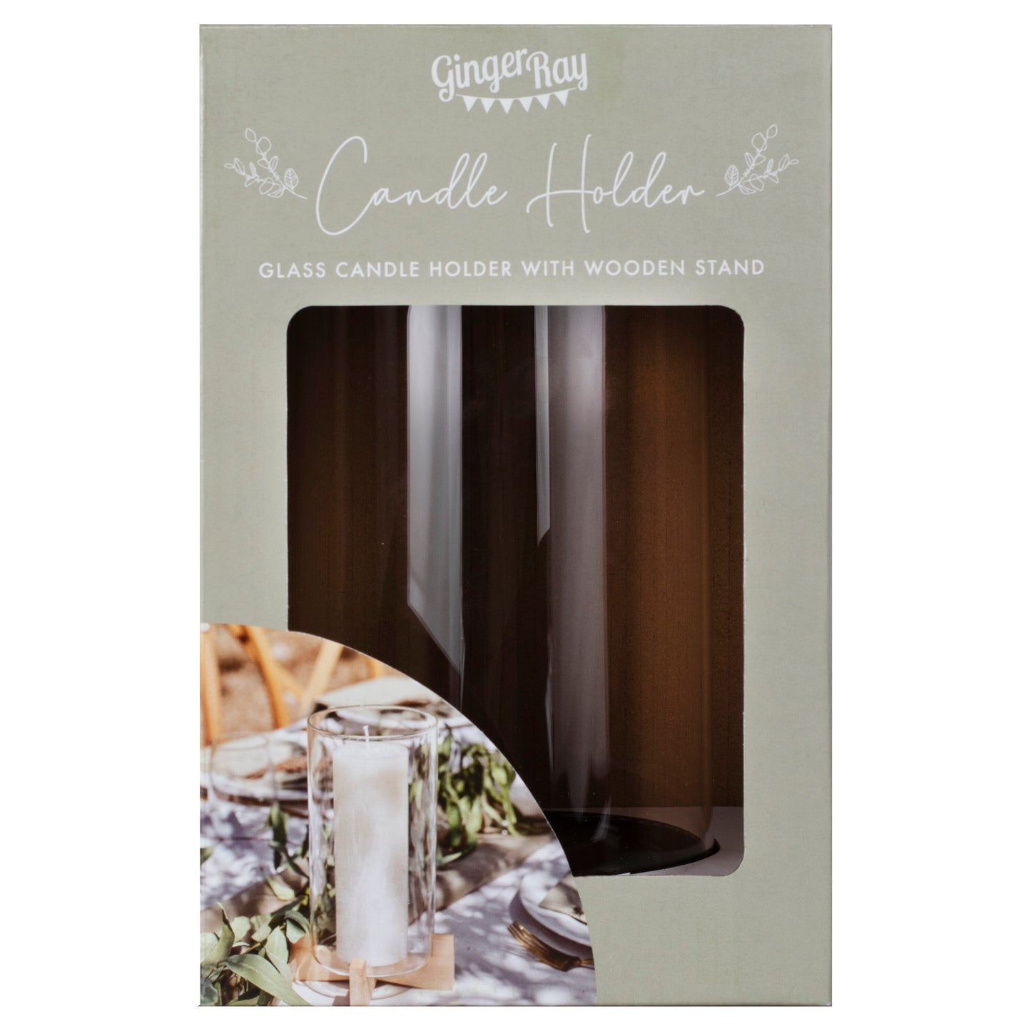 Glass and Wood Candle Holder