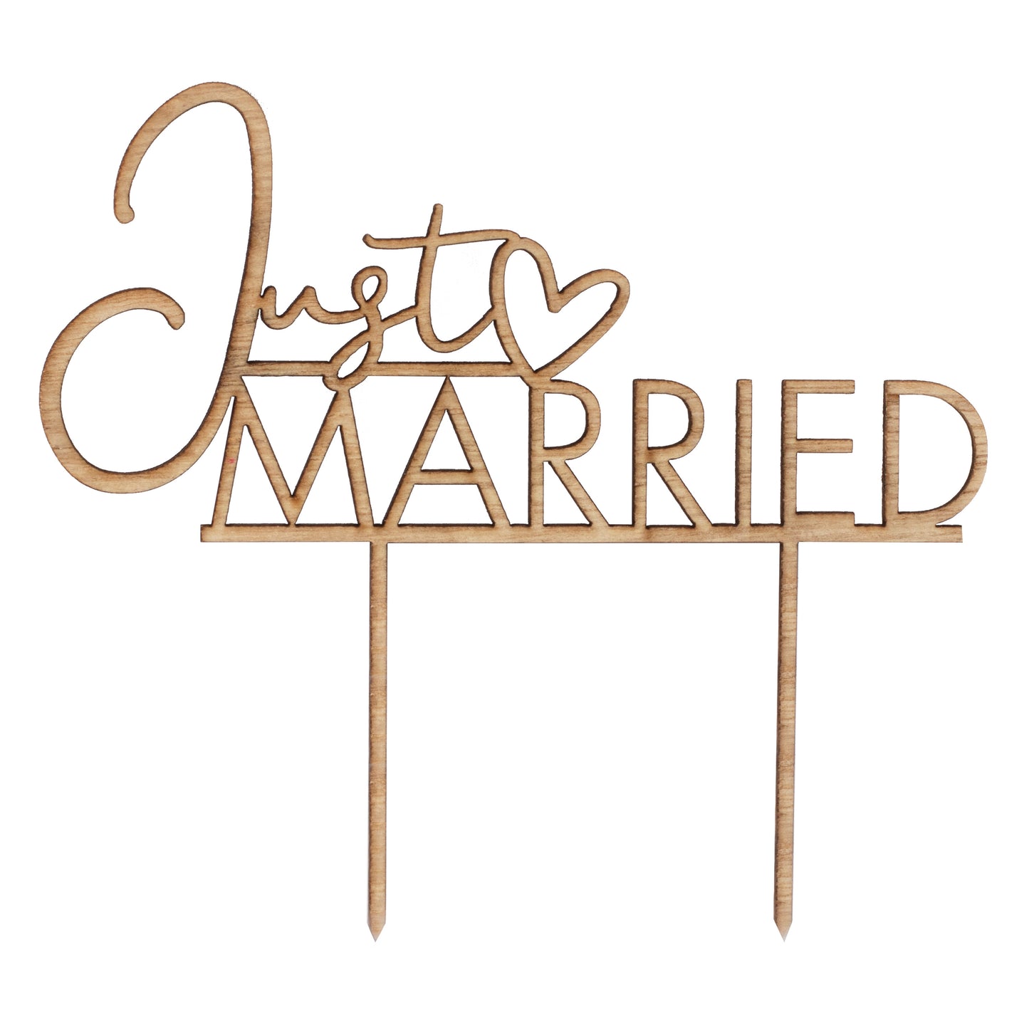 Wooden Just Married Wedding Cake Topper