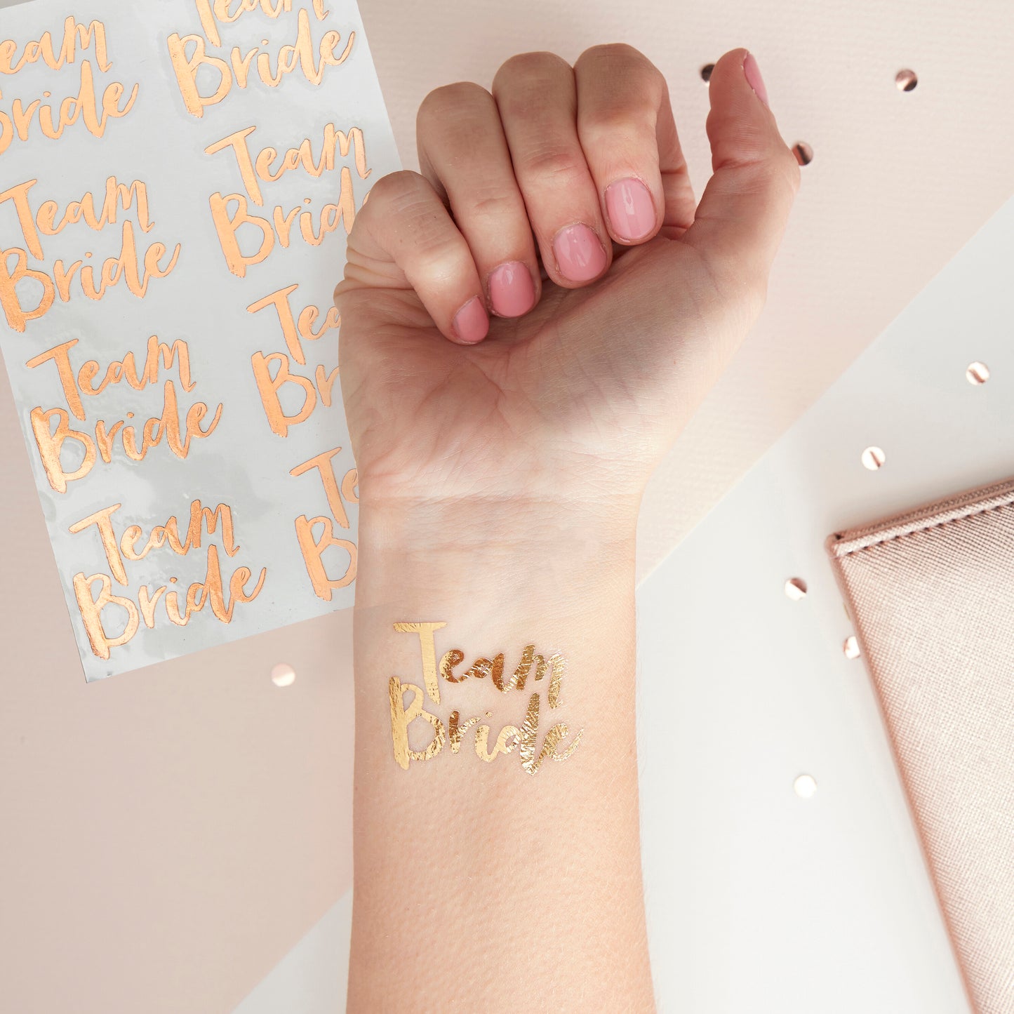 Rose Gold Team Bride Temporary Tattoos