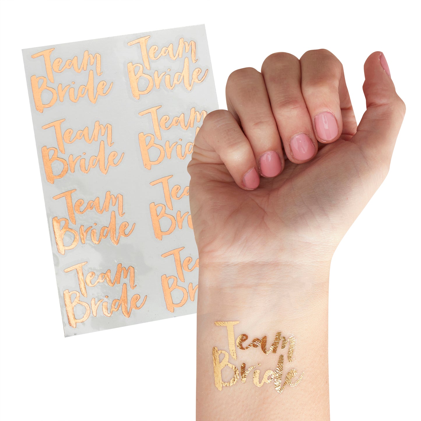 Rose Gold Team Bride Temporary Tattoos