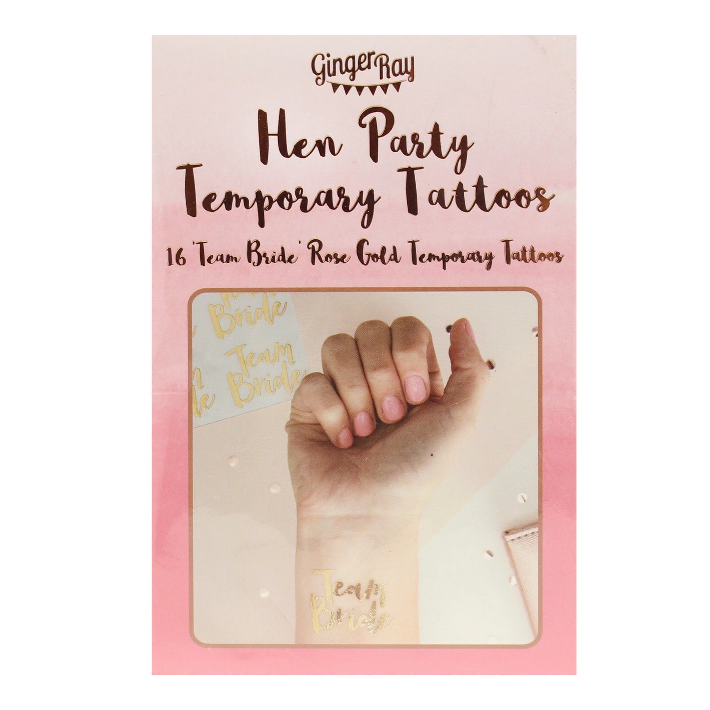 Rose Gold Team Bride Temporary Tattoos