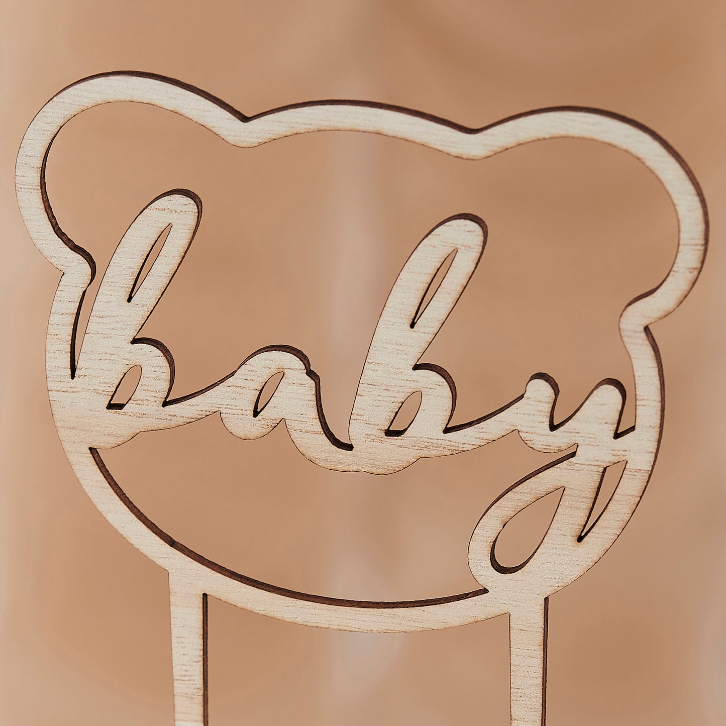 Wooden Teddy Bear Baby Shower Cake Topper