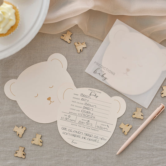 Teddy Bear Baby Shower Prediction Game Cards