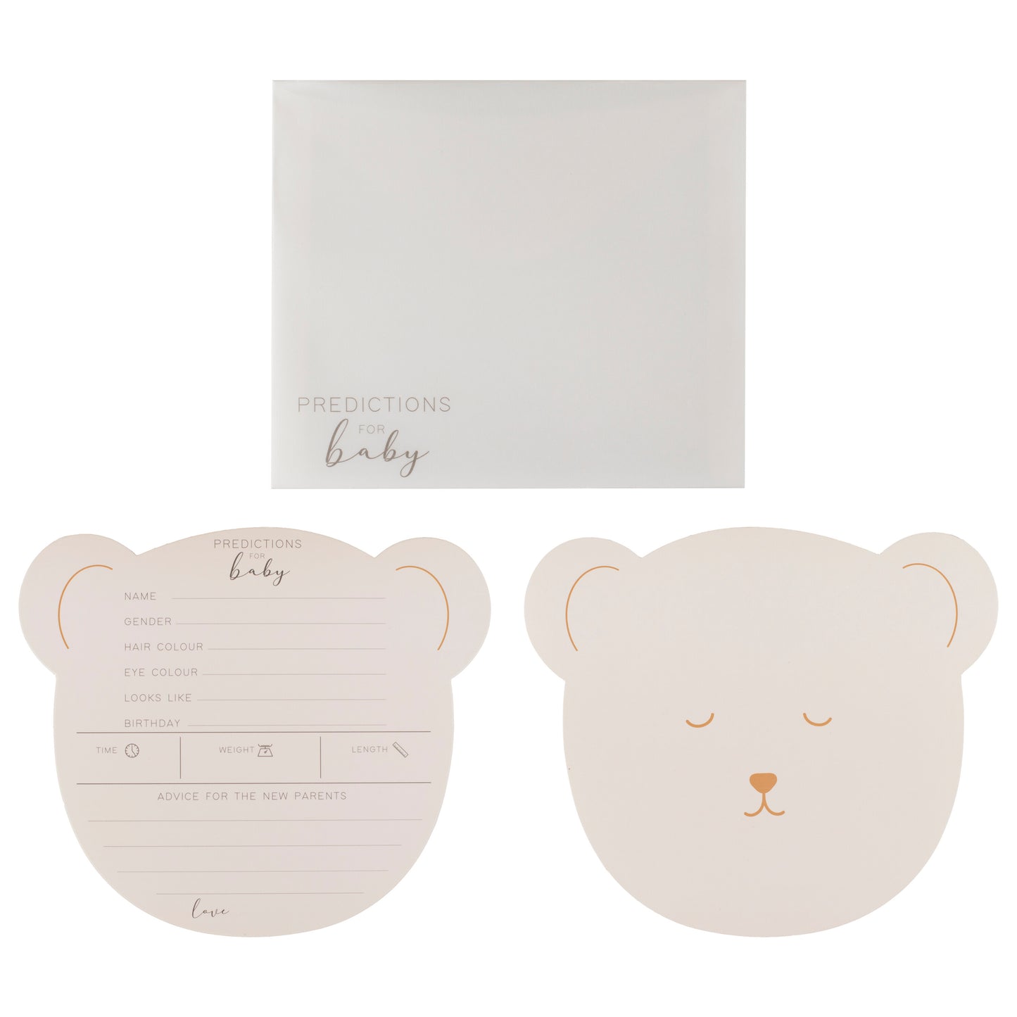 Teddy Bear Baby Shower Prediction Game Cards