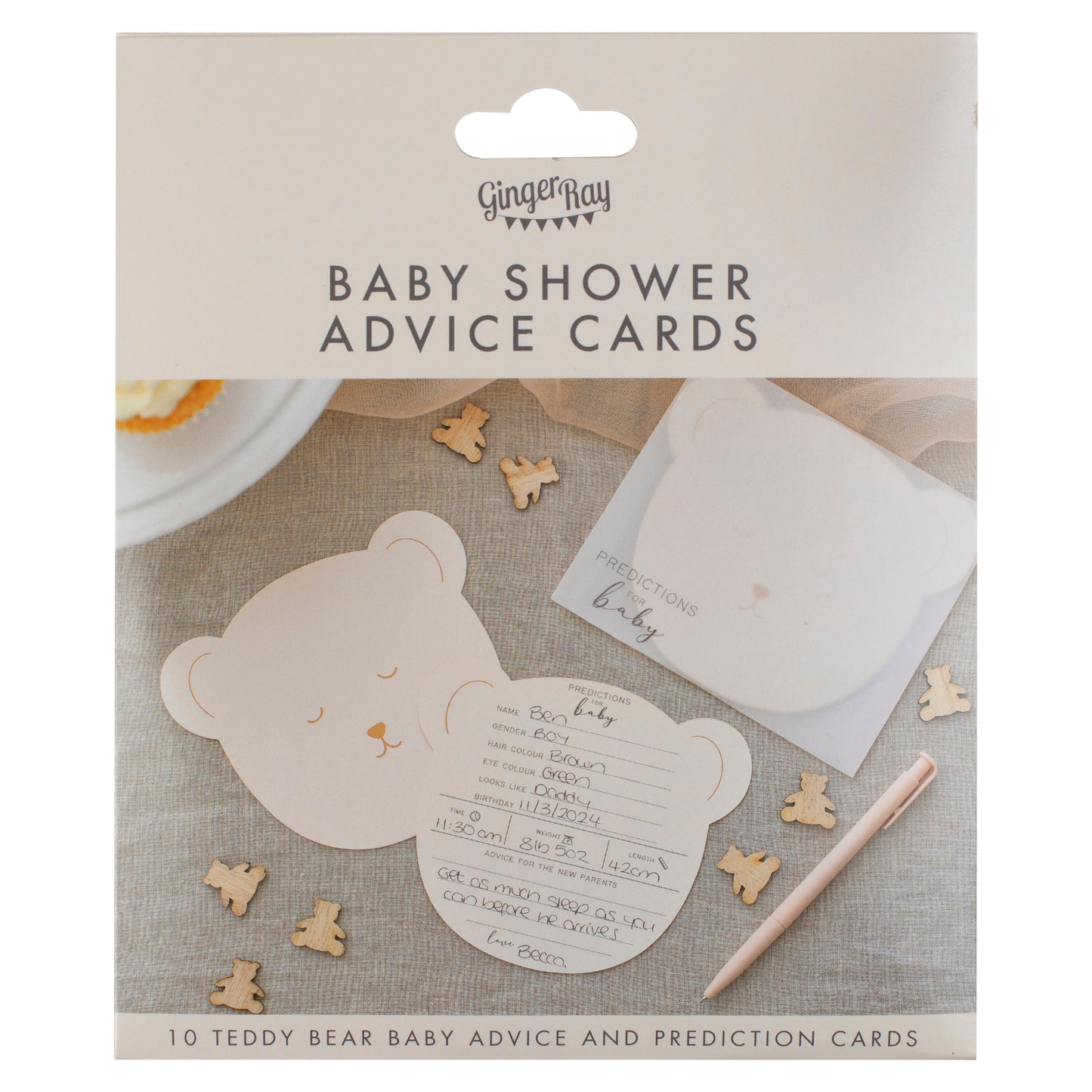 Teddy Bear Baby Shower Prediction Game Cards