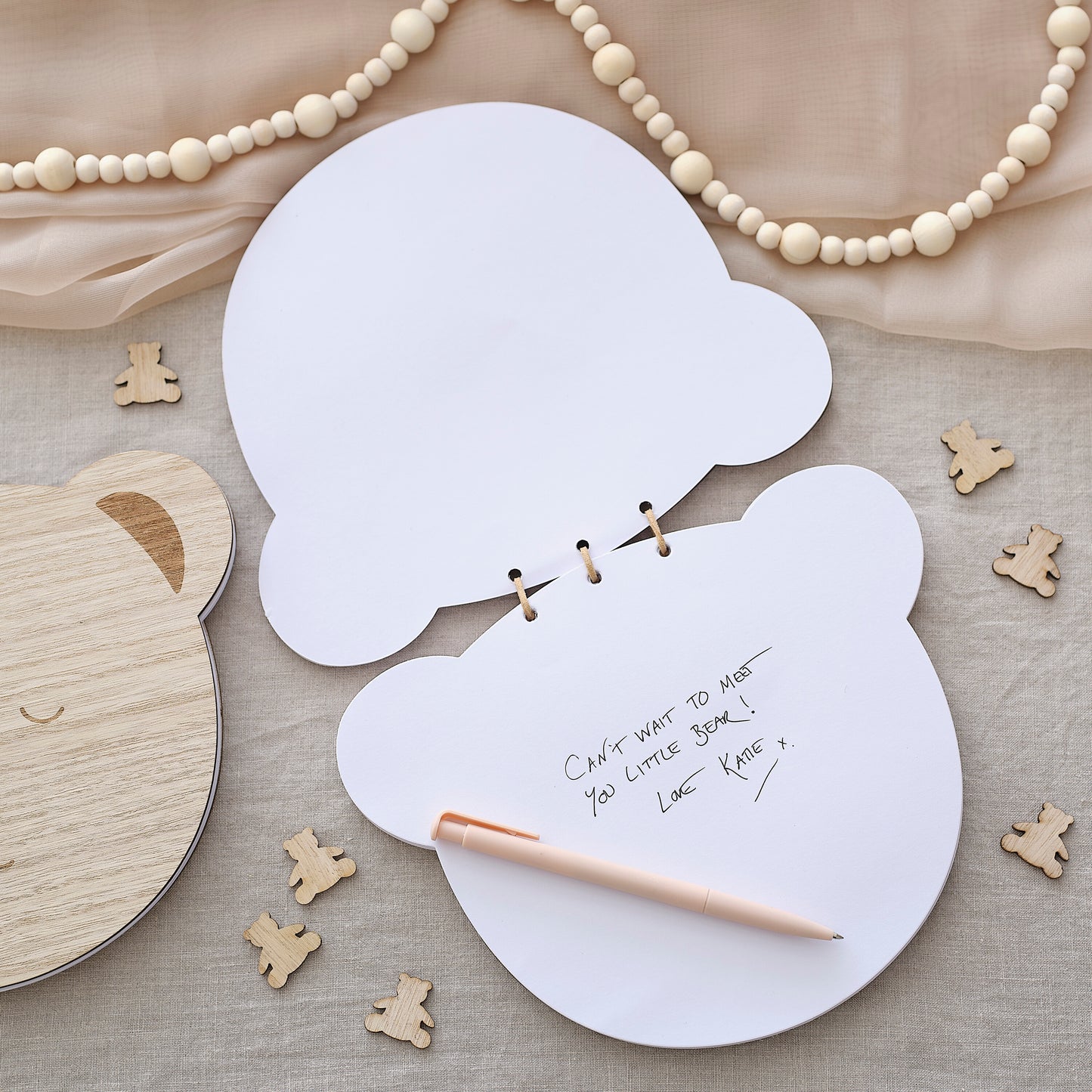 Wooden Teddy Baby Shower Guest Book