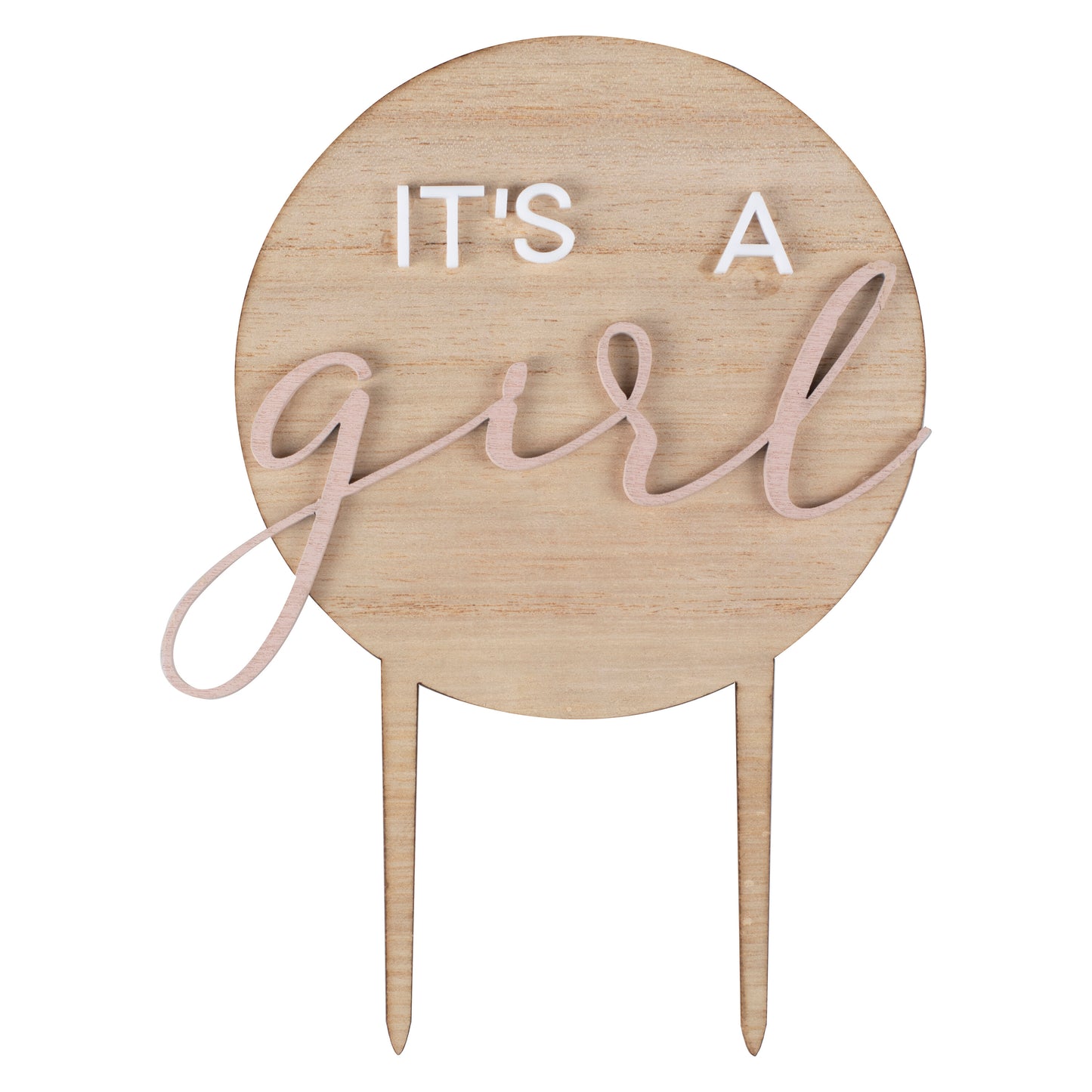 It's a Girl Wooden Baby Shower Cake Topper