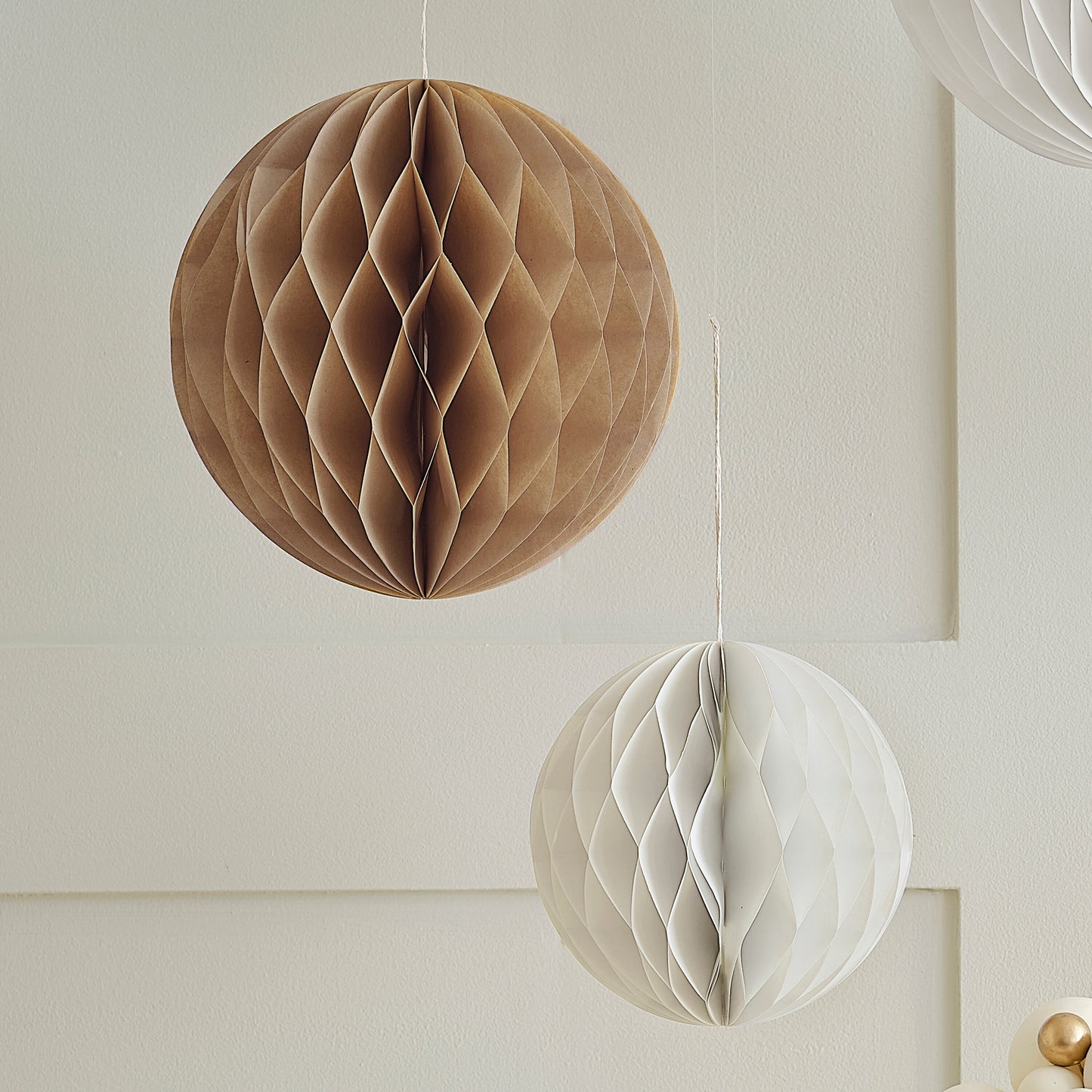 Neutral Paper Honeycomb Decorations