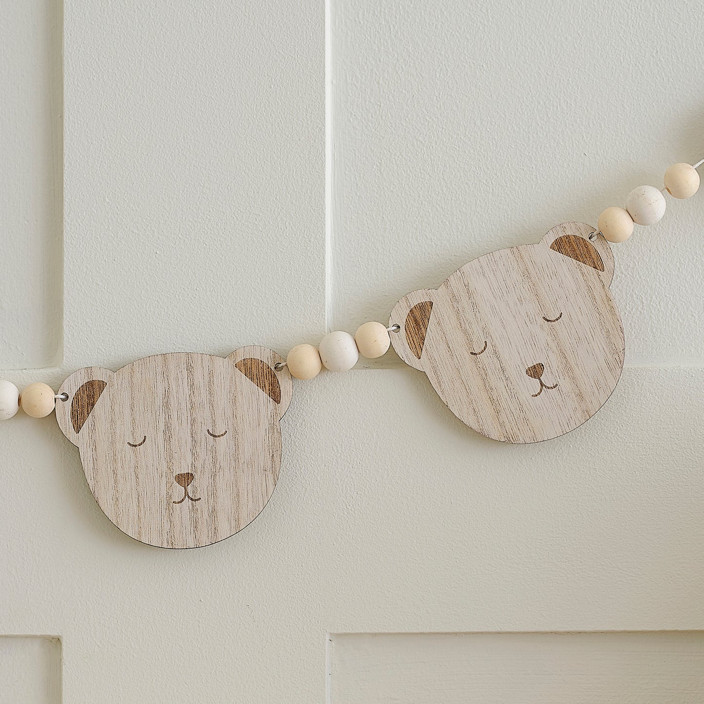 Wooden Teddy Face Baby Shower Bunting