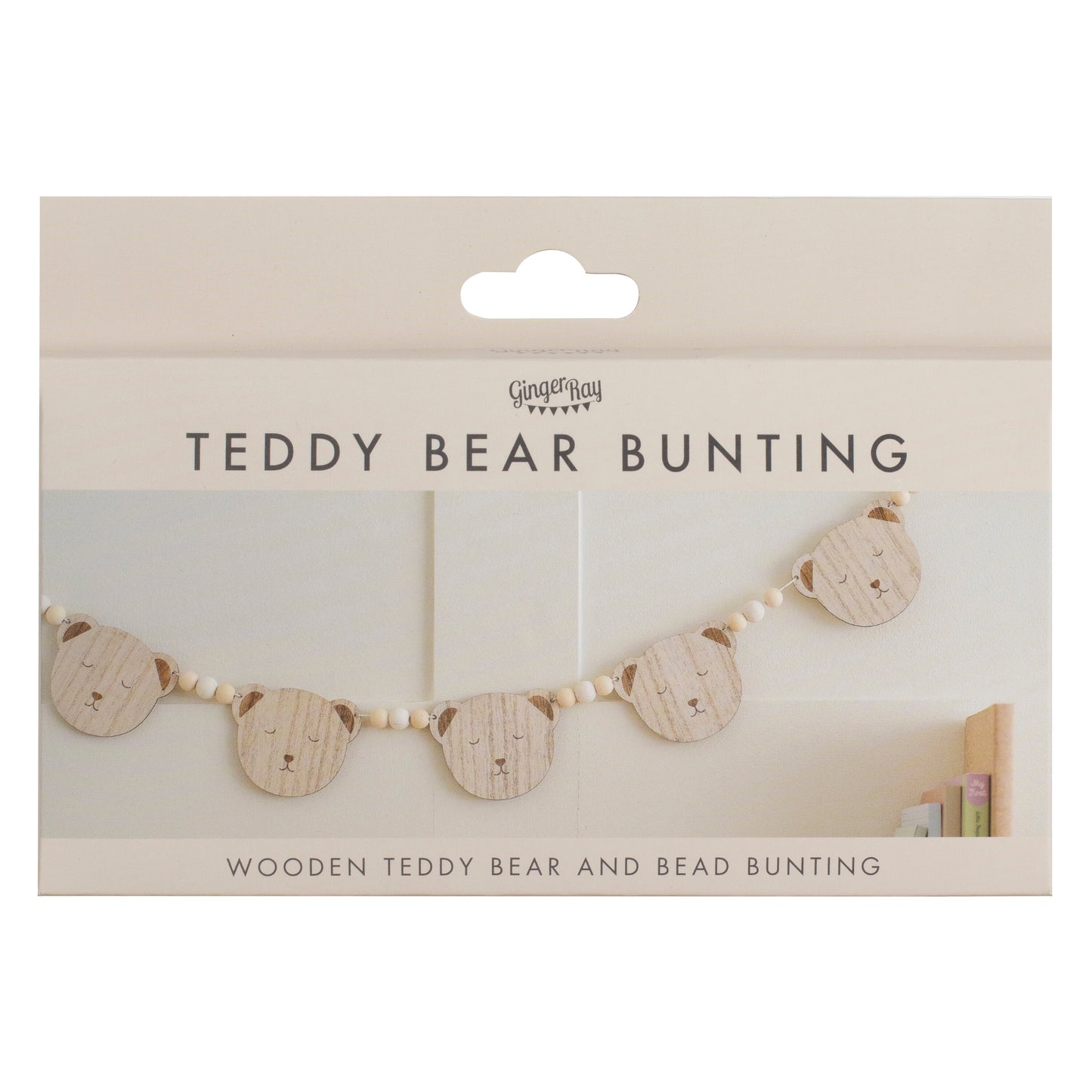 Wooden Teddy Face Baby Shower Bunting