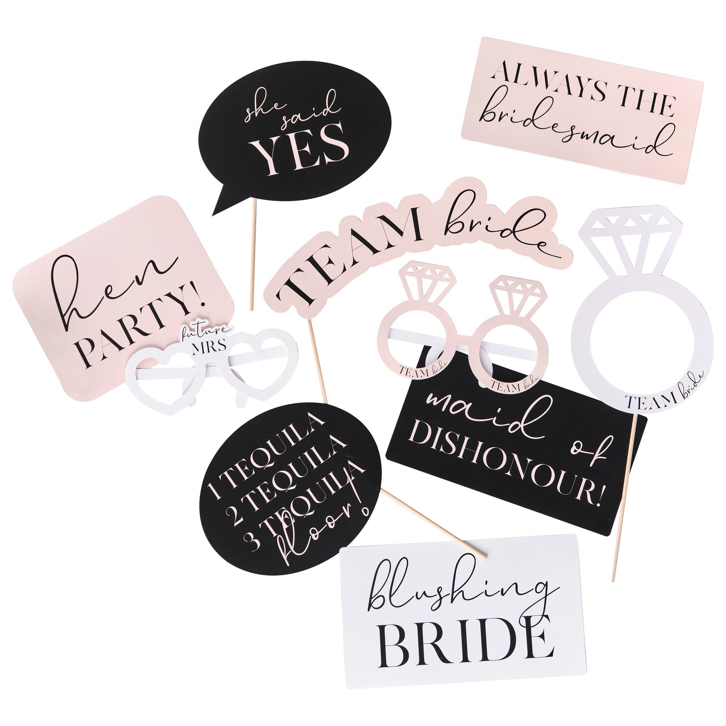 Pink, Black and White Hen Party Photo Booth Props